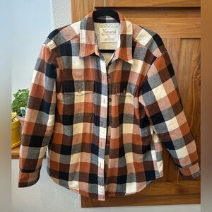 Natural Reflections Orange and Brown Flannel Shirt